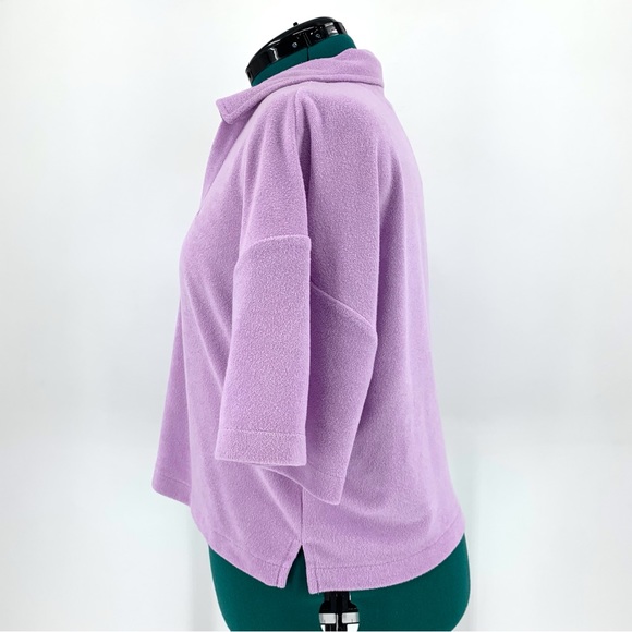 Calvin Klein Jeans NWT Lilac Purple French Terry Polo Style Cropped Top, Medium - Picture 7 of 16